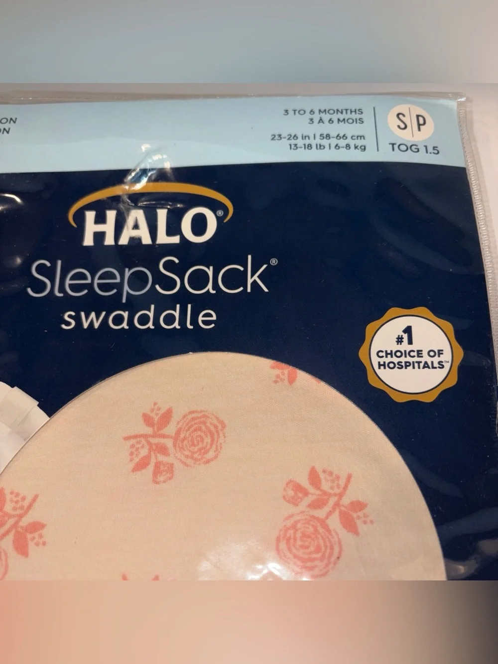 HALO SleepSack Swaddle in Cream with Pink Floral
